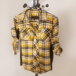 Yellow button down shirt